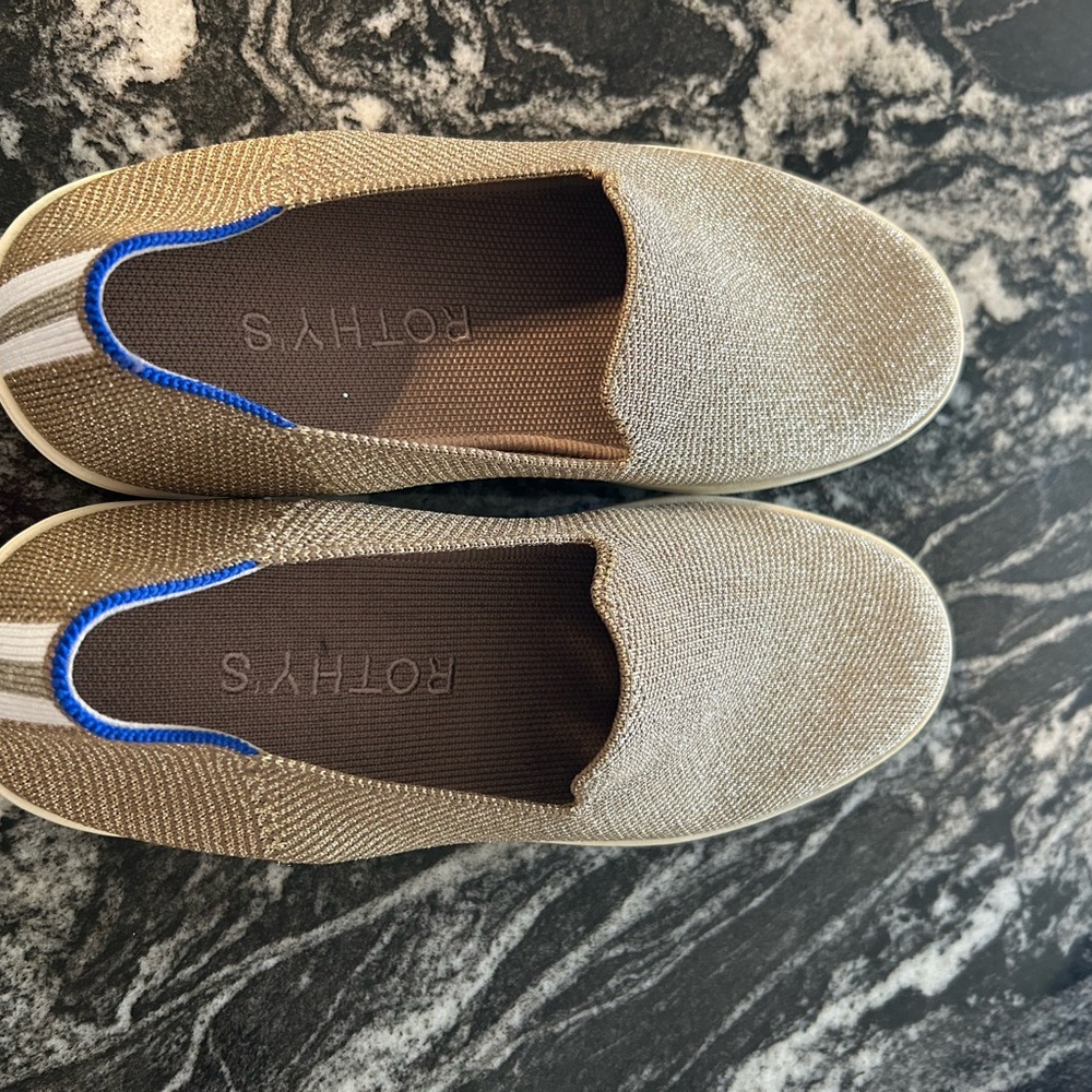 Rothy's gold shimmer Slip-On Shoes